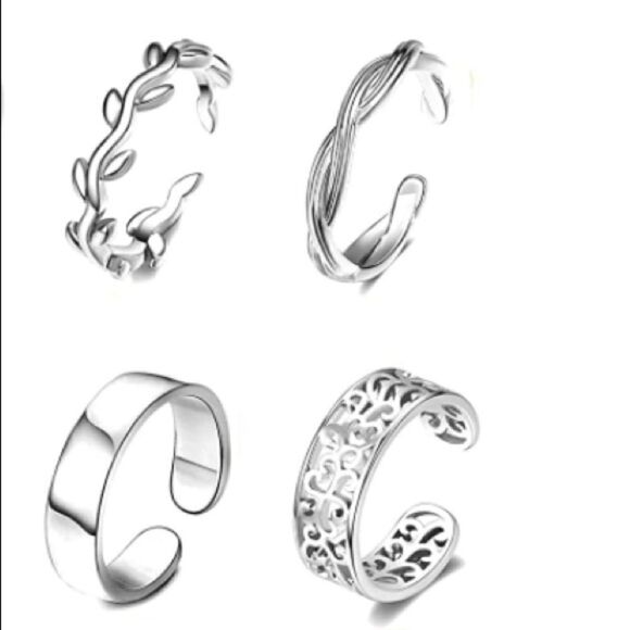 Silver Adjustable Boho Open Toe Rings - Set of 20 - Picture 5 of 11